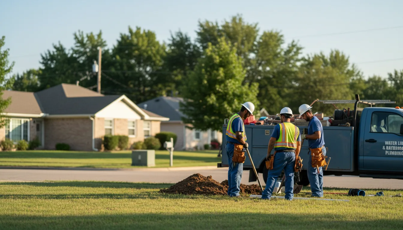 Residential water line and bathroom plumbing service in Cactus, TX